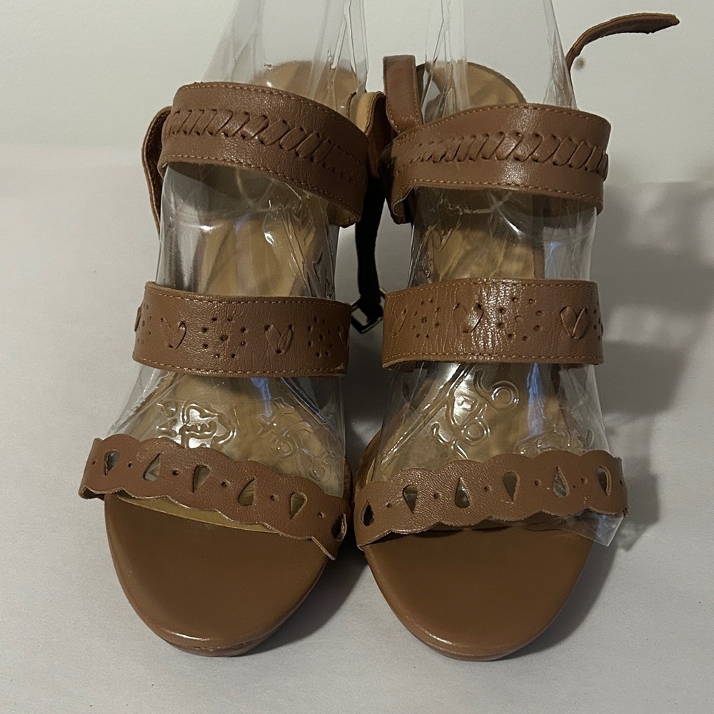 Jack Rogers Arden Sandal Tan Leather Women's size 6.5